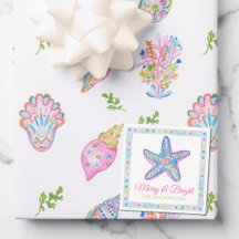 Watercolor Preppy Coastal Merry & Bright