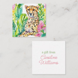 Watercolor Preppy Handflatan Beach Cheetah i Flowe Anteckningskort
