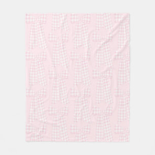 Watercolor Preppy Rosa Gingham Bow Fleecefilt