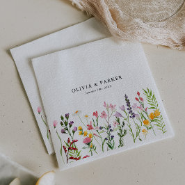 Watercolor Pressed Wildblommor Bröllop Pappersservett