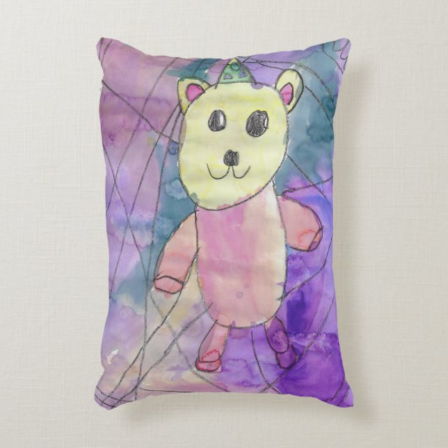 Watercolor Princess Bear Nursery Decor Prydnadskudde (Framsidan(Vertikal))