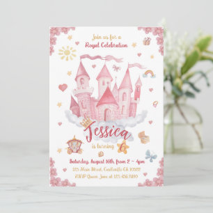 Watercolor Princess Castle Inbjudningar