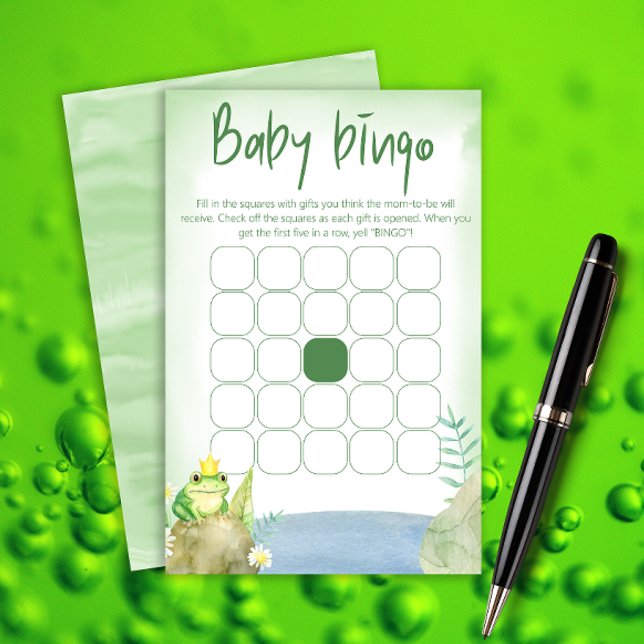 Watercolor Princess Frog Baby Shower bingo-spel (Skapare uppladdad)