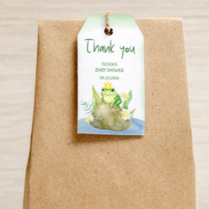 Watercolor Princess Frog Baby Shower Tack Presentetikett