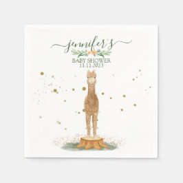 Watercolor Print Alpaca Baby Pappersservett