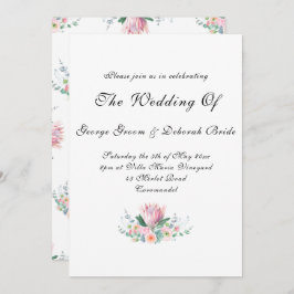 Watercolor Protea Wedding Inbjudningar