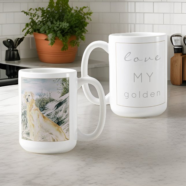 Watercolor Proud Golden Retriever Hund Kaffemugg (Skapare uppladdad)