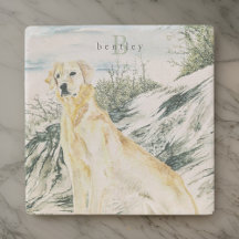 Watercolor Proud Golden Retriever Hund Monogram