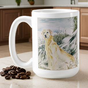 Watercolor Proud Golden Retriever Hund Personalize Kaffemugg