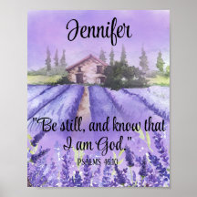 Watercolor Provence Lavender Fält Scripture Faith