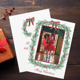 Watercolor Pset Ribbon Garland jul Julkort