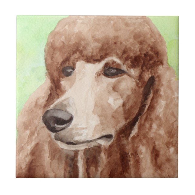 Watercolor Pudel Kakelplatta (Framsidan)