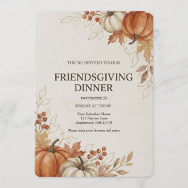 Watercolor Pumpkin Autumn Friendsgiving Dinner Inbjudningar