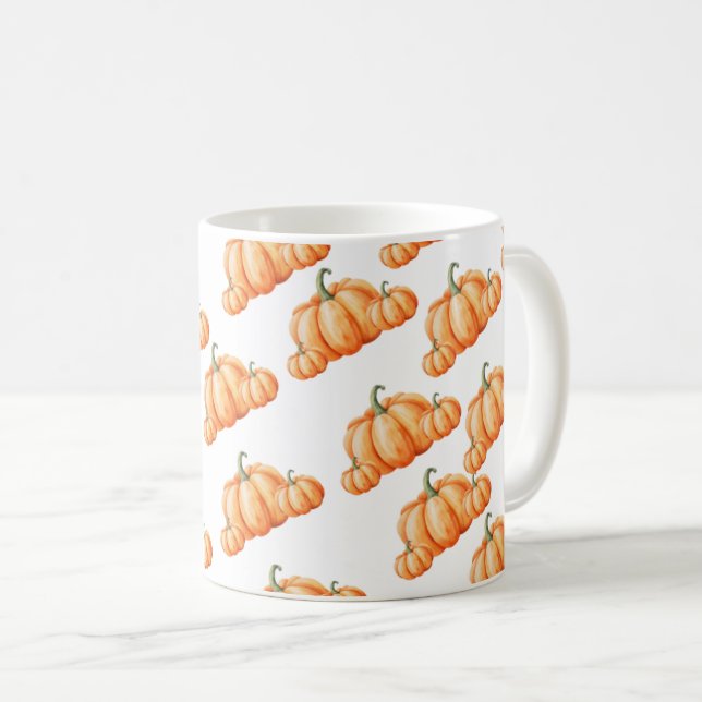 Watercolor Pumpkin Autumn Pattern Kaffemugg (Framsida höger)