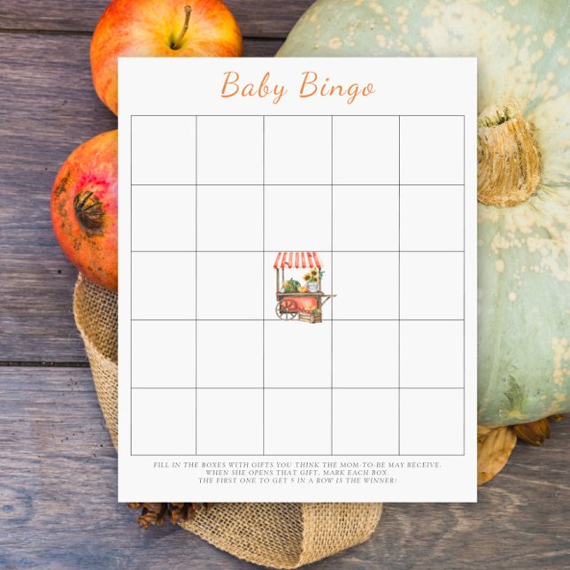 Watercolor Pumpkin Baby Bingo-spel (Skapare uppladdad)