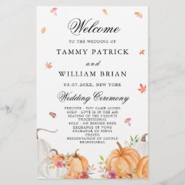 Watercolor Pumpkin Bröllop Ceremony Program