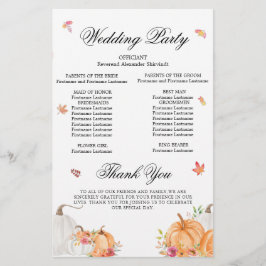 Watercolor Pumpkin Bröllop Ceremony Program