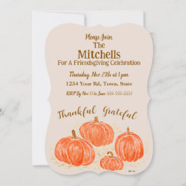 Watercolor Pumpkin Friendsgiving PERSONALIZE Inbjudningar