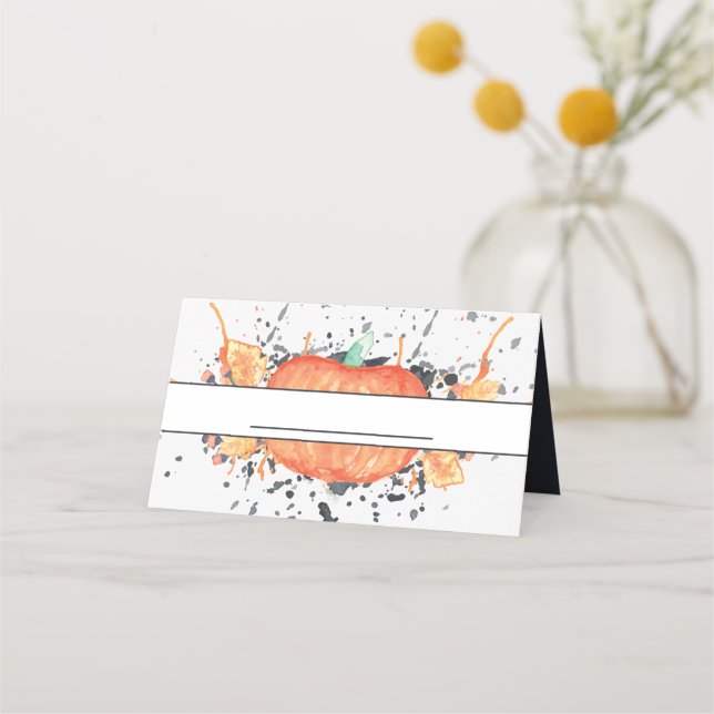 Watercolor Pumpkin Friendsgiving Placeringskort (Framsida)