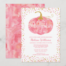 Watercolor Pumpkin Glitter Fall Girl Baby Shower