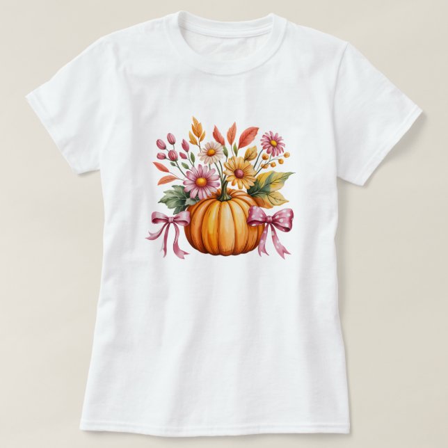 Watercolor Pumpkin Halloween T-Shirt - Cute Autumn (Design framsida)