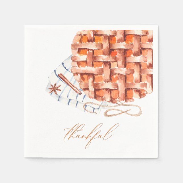 Watercolor Pumpkin Paj Friendsgiving Pappersservett (Framsidan)