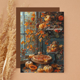 Watercolor Pumpkin Paj Happy thanksgiving Julkort