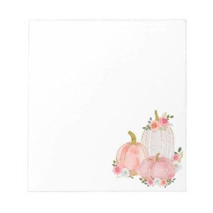 Watercolor Pumpkin Pastel Rosa Blommigt Ro Anteckningsblock