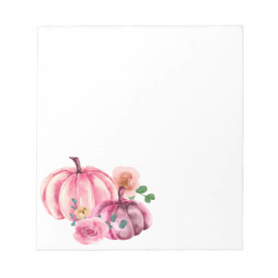 Watercolor Pumpkin Rosa Blommigt Ro Anteckningsblock