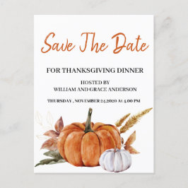 Watercolor Pumpkin Spara Thanksgivingen Date Vykort