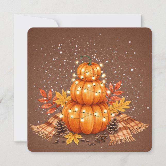 Watercolor pumpkin thanksgiving card  kort (Framsida)