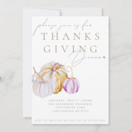 Watercolor Pumpkin Thanksgiving Dinner Invitation Inbjudningar