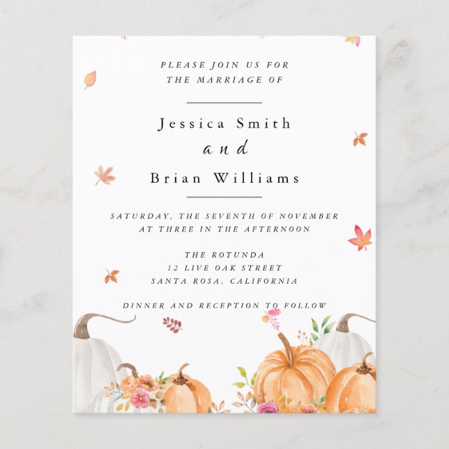 Watercolor Pumpkins Bröllop Flyer (Framsidan)