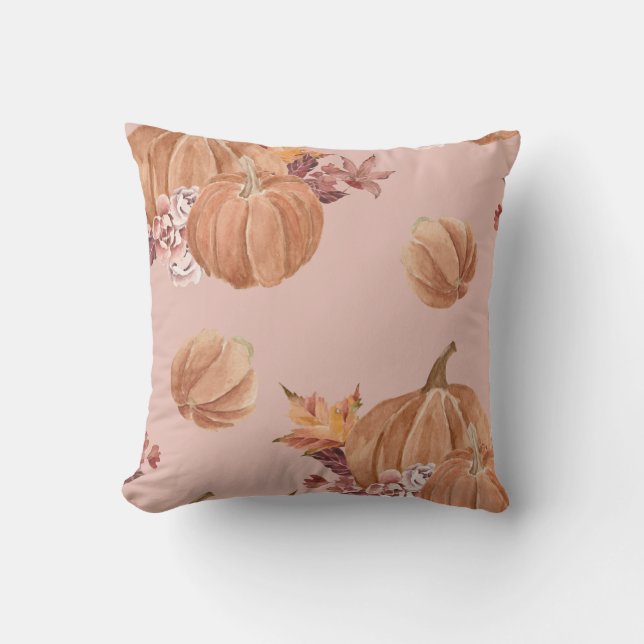 Watercolor Pumpkins Fall Kudde (Framsida)