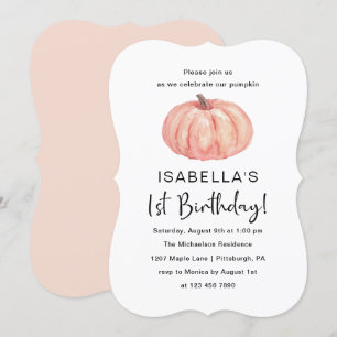 Watercolor Pumpkins första födelsedag Party Inbjudningar