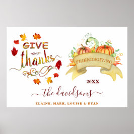 Watercolor Pumpkins Ge Tack Freindsgiving Poster