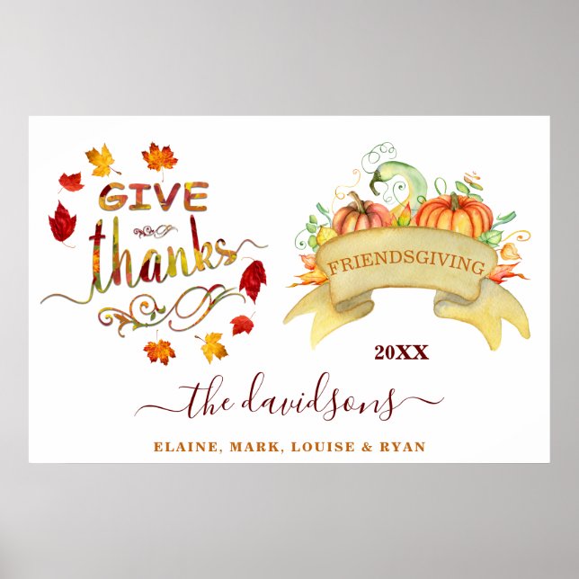 Watercolor Pumpkins Ge Tack Freindsgiving Poster (Framsidan)