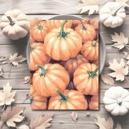 Watercolor Pumpkins Thanksgiving Halloween Helg Vykort