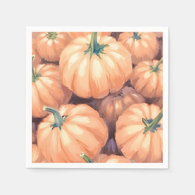 Watercolor Pumpkins Thanksgiving Halloween Pappersservett (Framsidan)