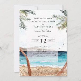 Watercolor Punta Cana Tropical Beach Wedding Inbjudningar