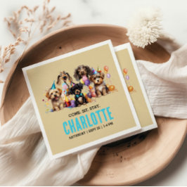 Watercolor Puppy Pawty Hund Birthday Pappersservett