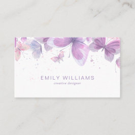 Watercolor Purple Butterflies Business Card Visitkort