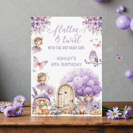 Watercolor Purple Fairy Birthday  Invitation Inbjudningar