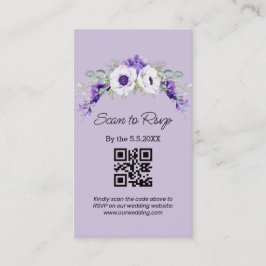 watercolor purple floral qr code rsvp wedding chic tilläggskort