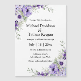 watercolor purple floral wedding invitation magnet