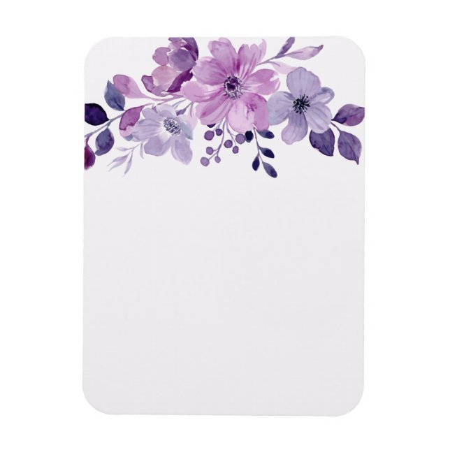 Watercolor purple flower bouquet  magnet (Vertikal)