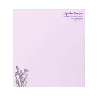 Watercolor Purple Iris Botanical Illustration Anteckningsblock