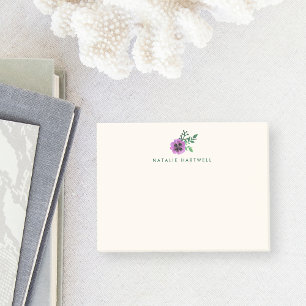 Watercolor Purple Pansy Personalized Ivory Post-it Block