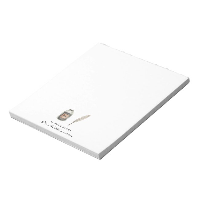 Watercolor Quill & Bläck | Monogram Lärarnotisbloc Anteckningsblock (Roterad)