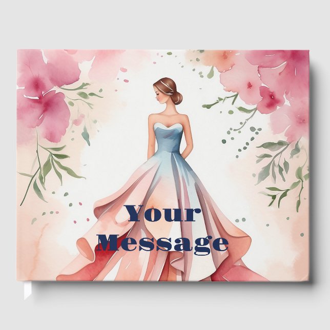 Watercolor Quinceanera Firande Gästböcker (Framsida)